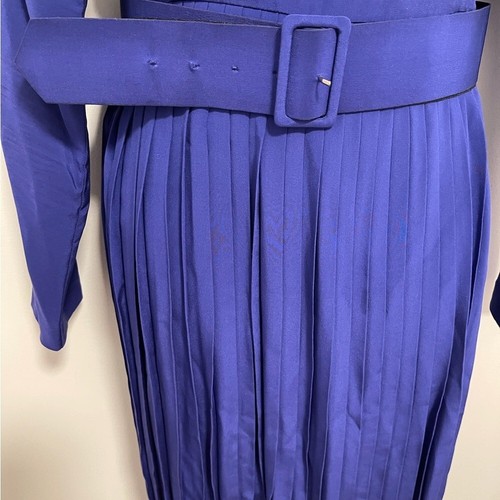 Linda Allard Ellen Tracy Blue Silk Long Maxi Pleated Dress Rhinestone 8 Vintage - Picture 8 of 16