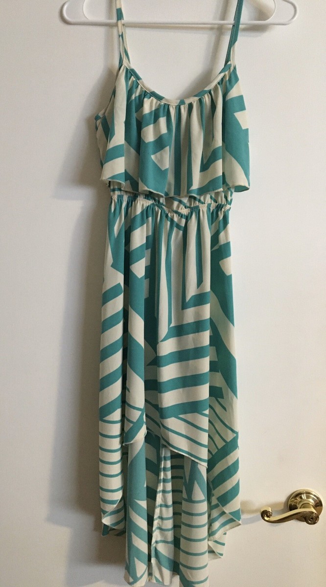 charlotte russe asymmetrical dress Hi-Low Dress, Spaghetti Straps, Geometric Teal/Off White Norma Kamali Invisible Fishtail subcategory:Maxi Dresses Size:Petite 1X