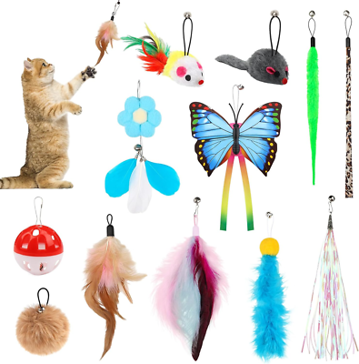 Interaktive Katzenspielzeug Feder, Katzenangel Ersatzfedern Anhnger Federn  7445054525575 | eBay.de