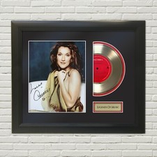 Celine Dion Legends of Music Gold Record Display w/reproduction signature