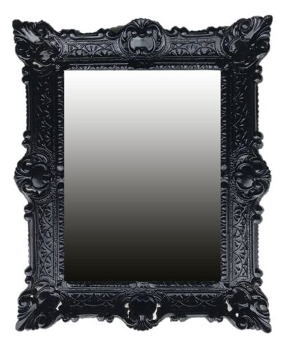Miroir Mural Noir Antique Baroque de Sale Bain Couloir Courtoisie 56x46 CM - Photo 1 sur 8