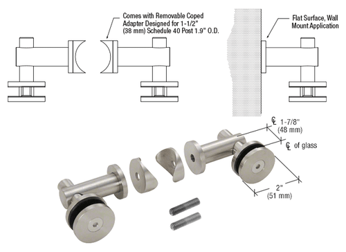 CRL 316 Brushed Stainless Double Arm Fixed Fitting Set for 1/2" G Glass - Picture 2 of 2