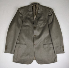 Claiborne Men's Blazer Size 42L Beige  Black Herringbone Silk Wool Sport Coat