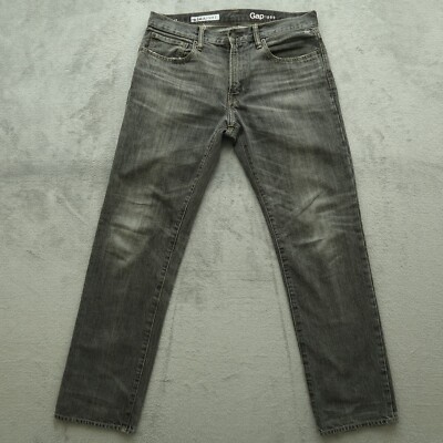 Gap Jeans Men's 32 Gray Straight Denim Pants 34x32.5-Measured Distressed