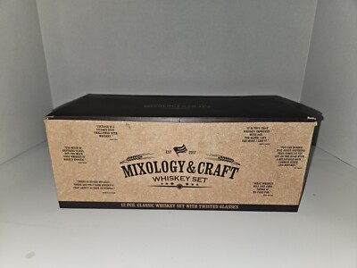 Mixology & Craft Whiskey 12 Piece Set, Classic Whiskey Set with Twisted Glass