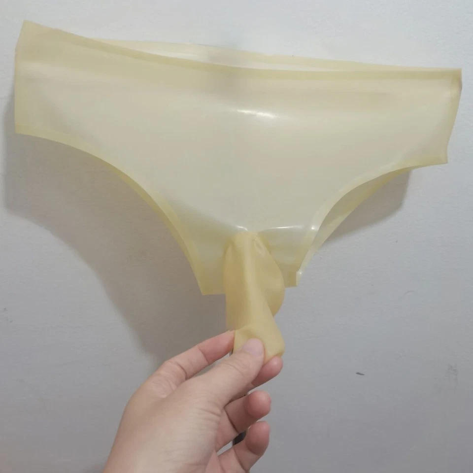 Calzoncillos cortos masculinos de goma látex transparente 17 cm funda condón ropa interior fetiche Foto 4 de 4