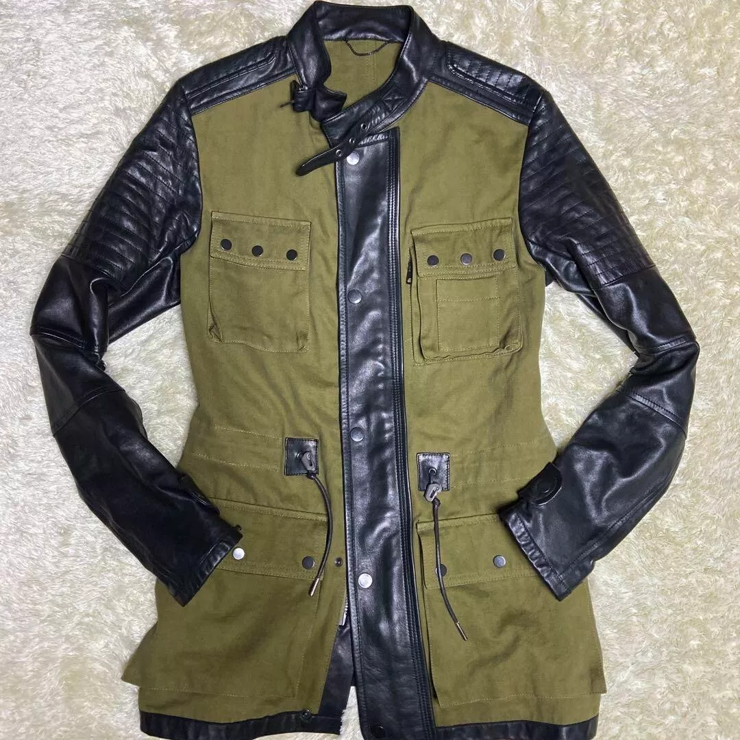 DIESEL BLACK GOLD sheep hide +cotton jacket riders size: 46 (M) made in  Italy