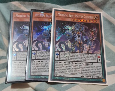 Mythical Beast Master Cerberus X3 MP18-EN185 Secret Rare 1st Edition Near Mint