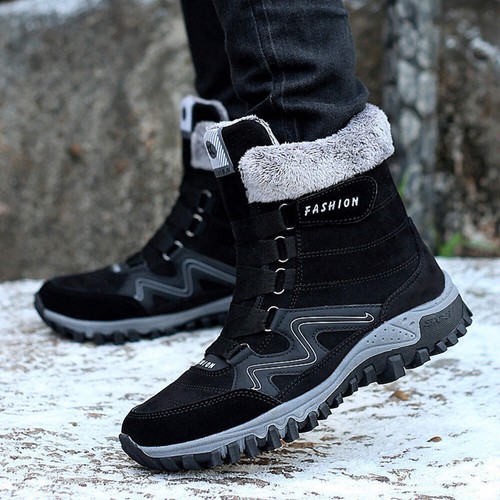 Unisex High Top Warm Cotton Shoes Plush Thickened Winter Ankle Strap Shoes Round - Picture 4 of 50