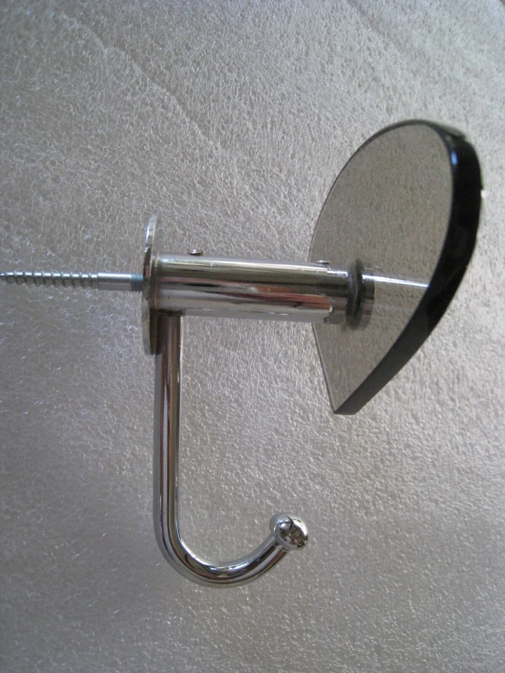 Patère Porte Manteau de Salle de Bain Verre fumé et Métal des années 80. - Photo 2/2