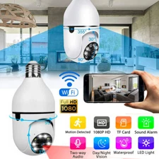 360° 1080P IP E27 Wireless Wi-Fi Light Bulb Security Camera IR Night Smart Home