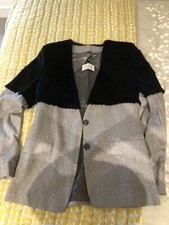 Maison Magiela Grey Flannel Jacket With Fur - Size 42