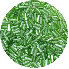 Czech Glass Bugle Beads Size 2 Luster Green