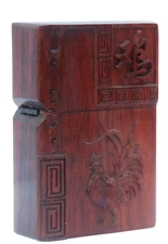 Natural Rosewood Carve Zodiac Rooster Lighter Box For Zippo Insert Kit(Case Only