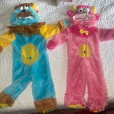 Monster Halloween Costume- TWIN- girl/boy- 6-12 month baby-Fuzzy- Valcro- 4pc