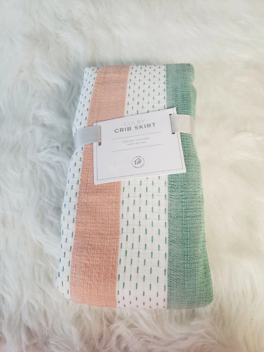 Pottery Barn Kids Colby Crib Skirt Yarn Dyed Multi Color NEW