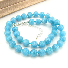 BAILYSBEADS fabelhafte Larimar-Kette Halskette mit Knoten D-10mm 47cm NL086