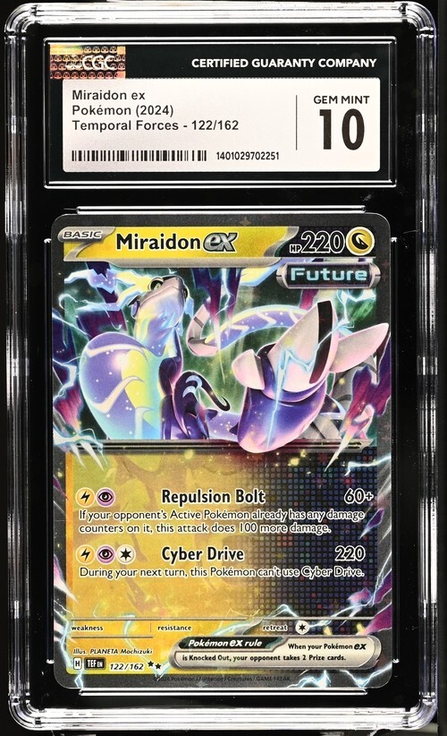 CGC Gem Mint 10 Miraidon ex 122/162 Pokémon Temporal Forces Low