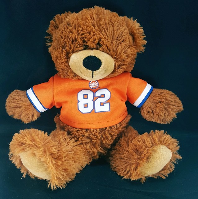 D&B Dave And Buster's 82 Jersey Stuffed Bear 10" Tall Plush Orange