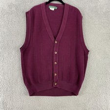 Vintage Michael Thomas Vest M Red Cable Knit Cardigan Egyptian Cotton USA Made