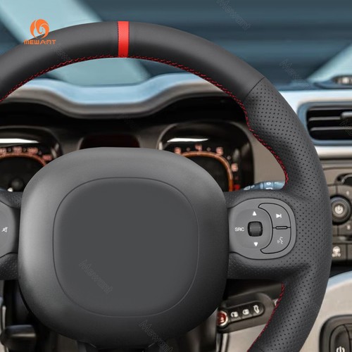 Funda de volante de cuero sintético negro MEWANT Hand Stitch para Fiat Panda 2012-2024 - Imagen 5 de 9
