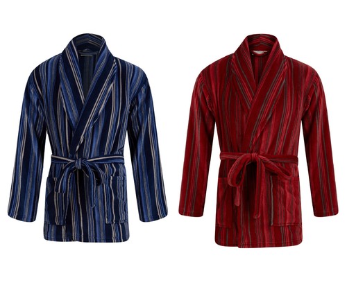 Bed Jacket Mens Fleece Striped Short 