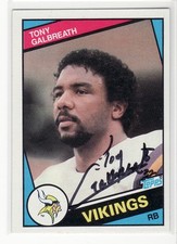 AUCTION TONY GALBREATH MINNESOTA VIKINGS 1984 TOPPS #292  AUTOGRAPHED CARD