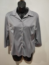 "SUCCESS" LADIES 3/4 SLEEVE CROP BLOUSE - GREY - SIZE 14 - 16