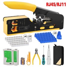 Cat7 Werkzeug Set Crimpzange Netzwerkstecker 10 Stecker RJ45 UTP Netzwerktester