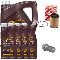 MotoröL Filter Set Mannol 5W-30 API SN 9 Liter + Schraube FüR Mercedes R-Klasse