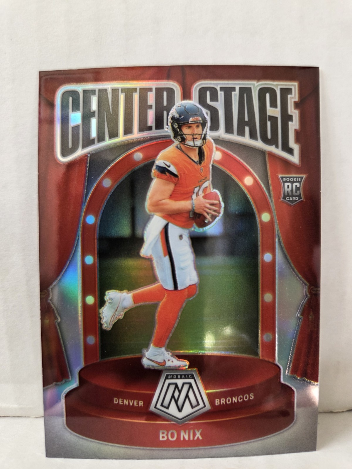 Bo Nix 2024 Panini Mosaic #12 Silver Prizm Center Stage Rookie Card RC Broncos