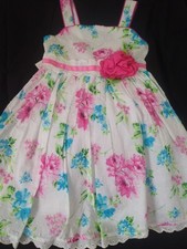 Sweet Heart Rose Little Girl's Pink Floral Dress with 3D Accents Size 5