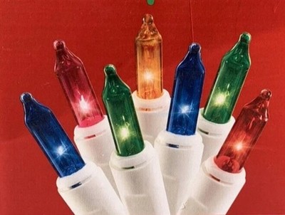 MultiColor Mini Lights String 100 Count WHITE Wire Christmas Incandescent 20'