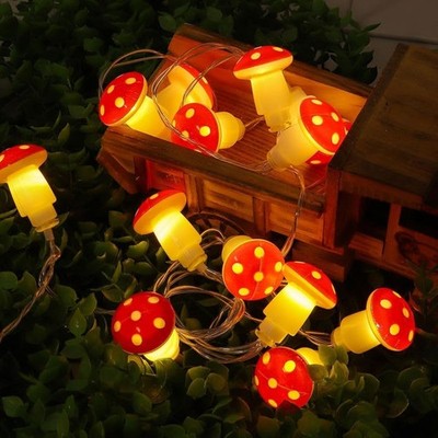 3D Mushroom Decor Lights Cottage Core Decor 10FT 20LED String Lights for Bedr...