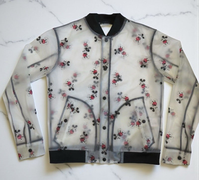 Disney Parks Mickey Mouse Rain Bomber Jacket Transparent Frosted Size Small