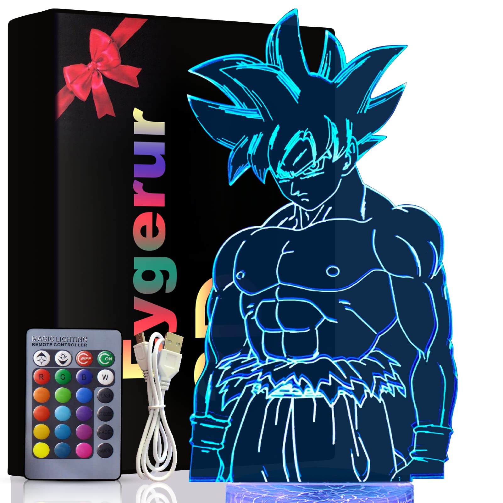 Lampada LED 3D Goku Anime 16 Colori RGB - Gadget Dragon Ball con Remote