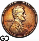 1917-S Lincoln Cent Wheat Penny, Choice Unc+, Nice Rainbow Toning