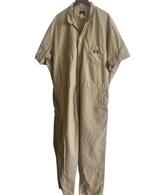 Dickies Jumpsuit Coveralls Mechanic Work Khaki Mens 3XLR Short Sleeve Uniform