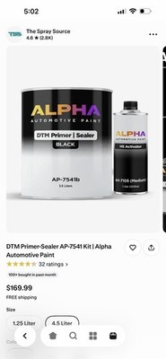 DTM Primer-Sealer AP-7541 Kit | Alpha Automotive Paint 3.5 Liters / Color Black