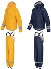 Kinder Regenjacke Regenhose Latzhose mit Reflektorstreifen Wassersäule: 8.000 mm