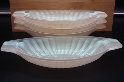 Vtg Glass Pearlescent Made in France Banana Split Ice Cream Dessert Set of 4