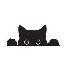 5w X 2h Peeking Black Cat Decal Funny Sticker For Car Laptop Window
