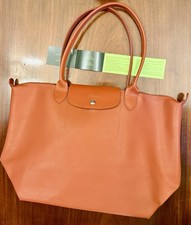Grande Borsa Pliage Longchamp Pelle Colore Mattone Chiaro
