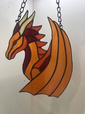 Stained Glass  Metal Dragon and Window Hanging Suncatcher