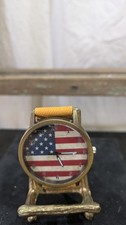 American Flag Watch With Faux Leather Watch Band