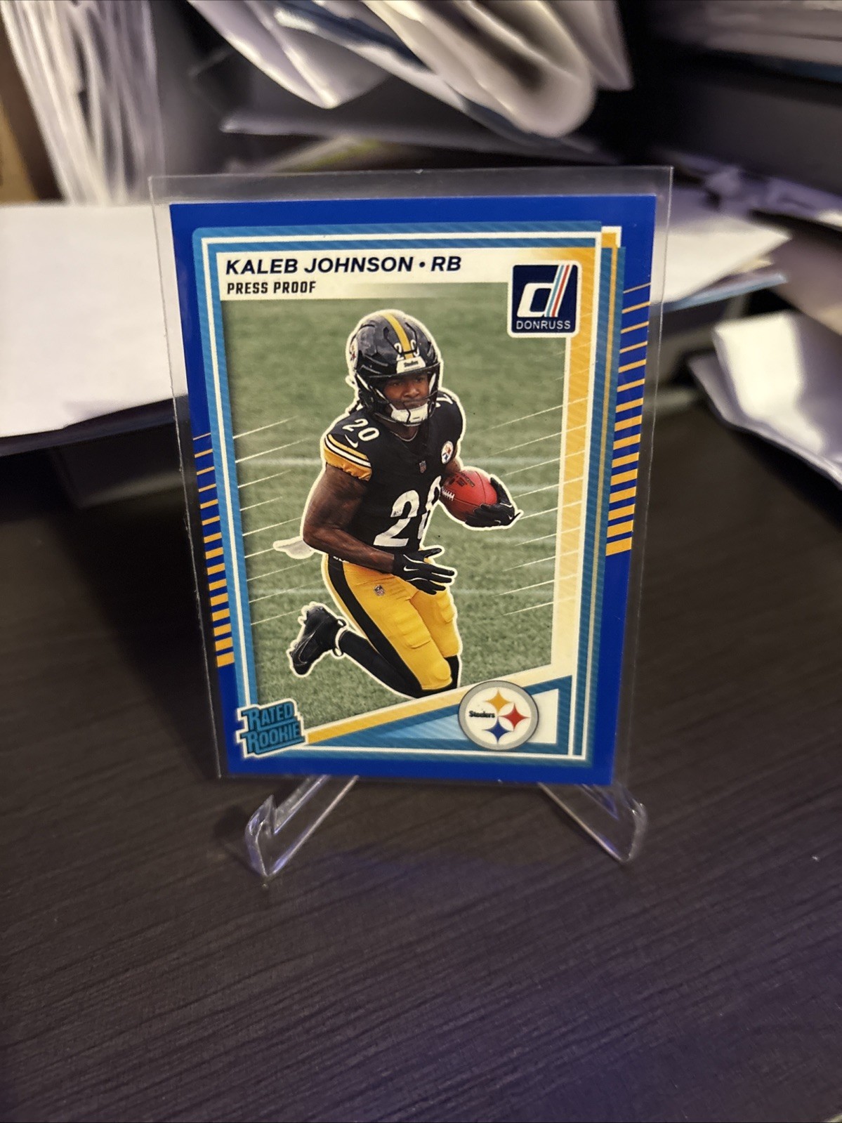 2025 Panini Donruss - Rated Rookie Kaleb Johnson #322 Press Proof Blue (RC)