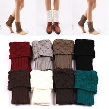 Ladies Short Leg Warmers Crochet Cuffs Ankle Toppers Knitted Trim Boot Socks  