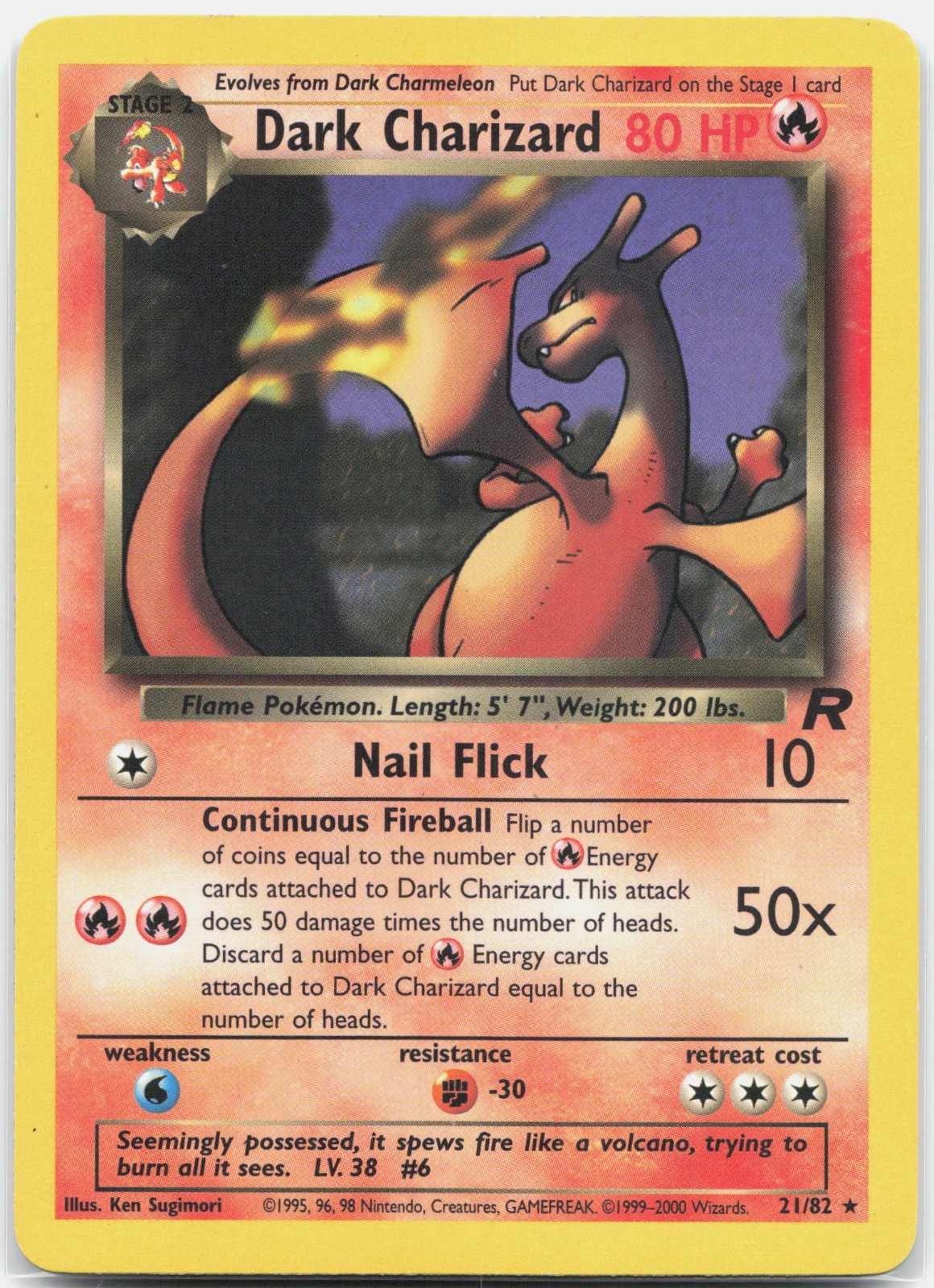Dark Charizard (21) Rare Team Rocket TR Fire 21/82 2000 NM