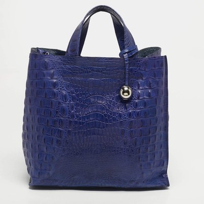 Furla Divide It Purple Croc Embossed Leather Tote | eBay
