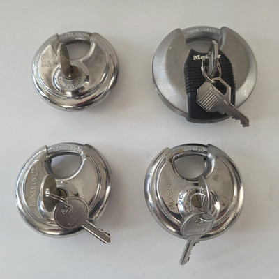 Lot Of 4 Heavy Duty Storage Unit DISC Locks with Keys Master Packer One